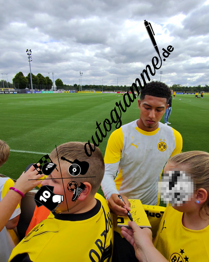 Captain's armband signed by Jobe Bellingham in a Borussia Dortmund COA frame