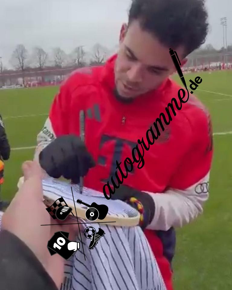 Bayern München Trainingsshirt Luis Diaz signiert im Rahmen COA Adidas 3XL