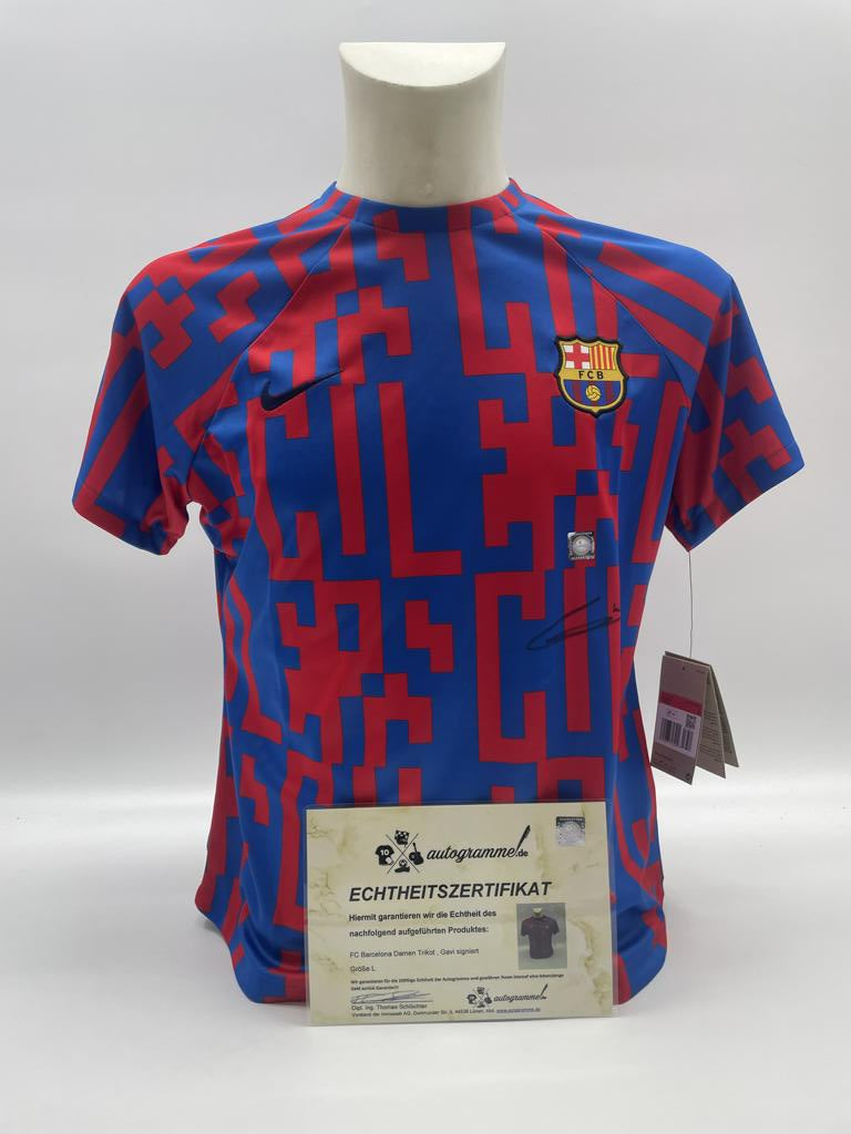 FC Barcelona Damen Shirt Gavi signiert LaLiga COA Nike Barca Neu L