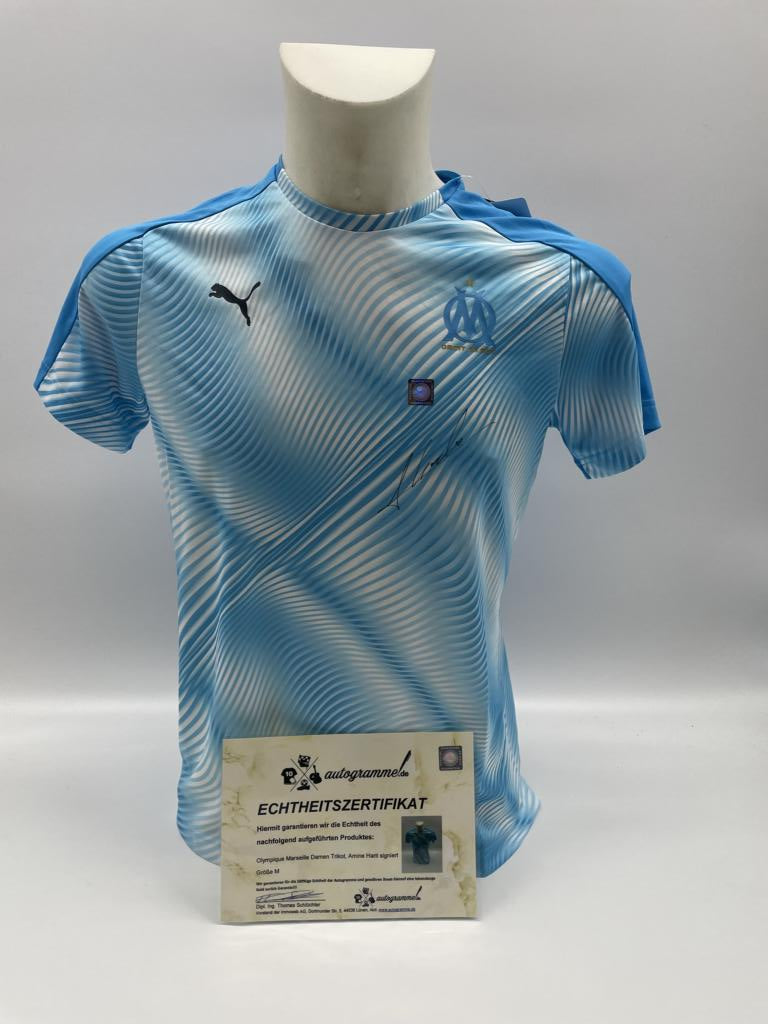 Olympique Marseille women's jersey amine harit signed autograph football france puma m