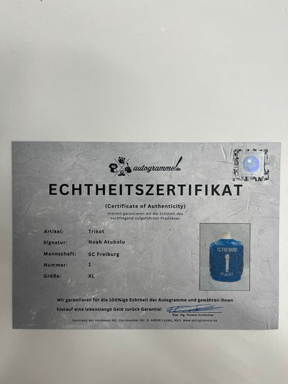 SC Freiburg goalkeeper jersey signed by Noah Atubolu, Nike XL