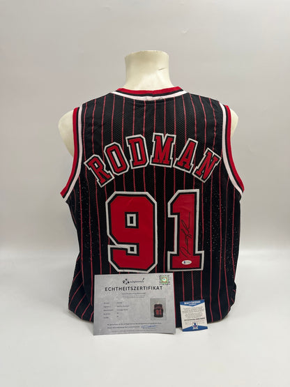 Chicago Bulls Jersey Dennis Rodman Signed NBA Basketball COA XL