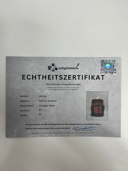Chicago Bulls Jersey Dennis Rodman Signed NBA Basketball COA XL
