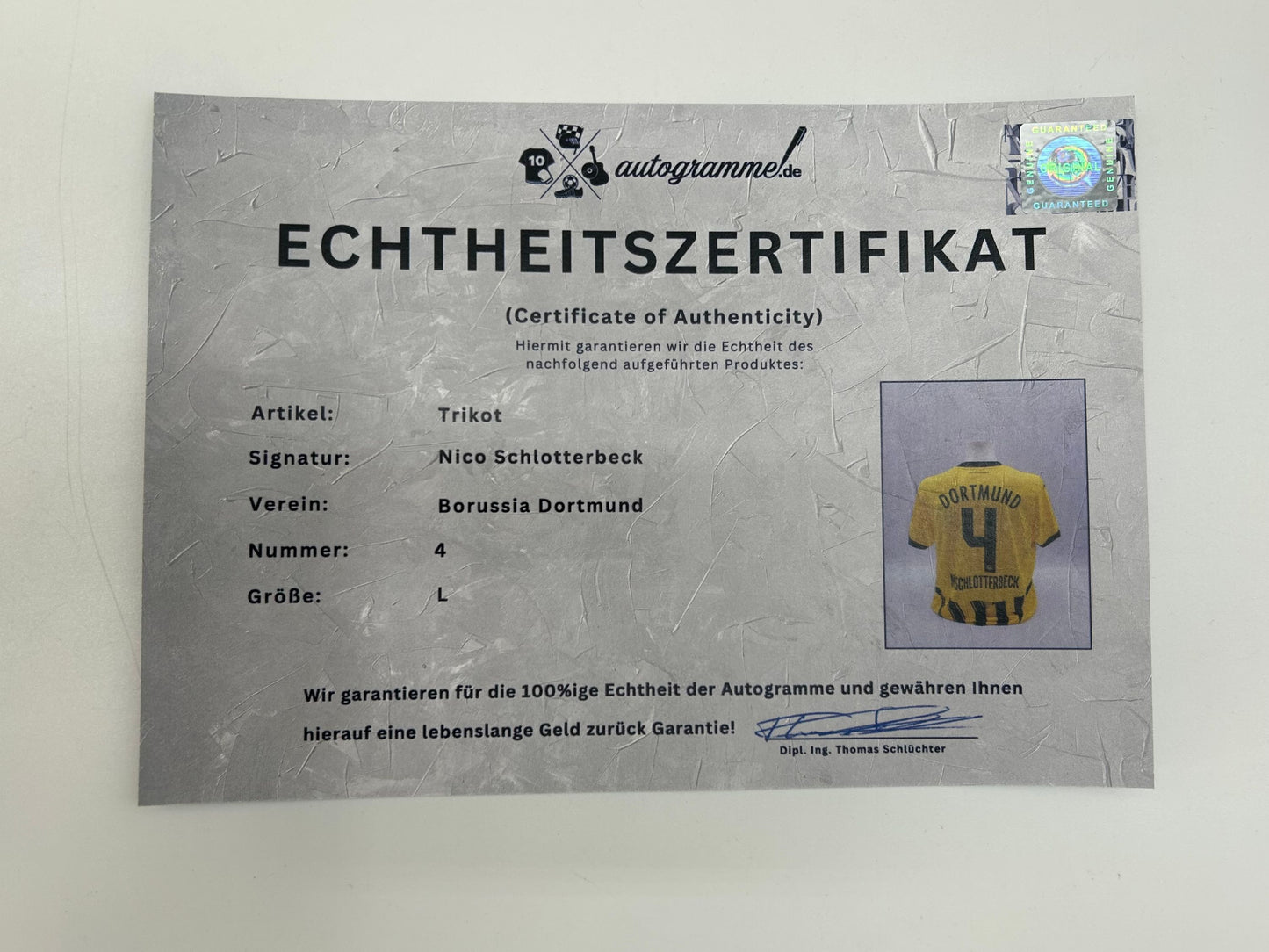 Borussia Dortmund Trikot signiert Nico Schlotterbeck BVB Autogramm Puma L