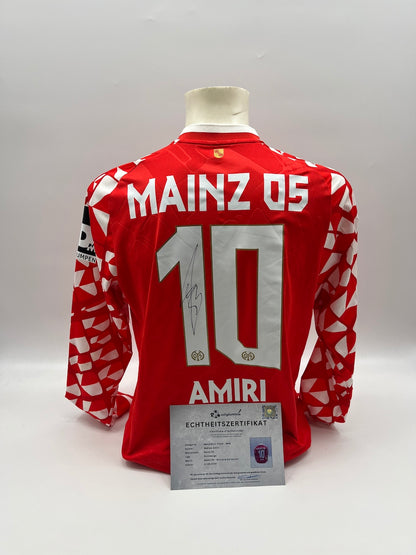 Match-worn Mainz jersey worn and signed by Nadiem Amiri on September 27, 2025