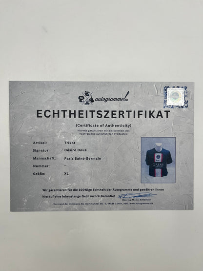 PSG Desire Doue jersey signed autograph Nike COA XL