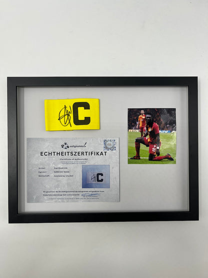 Captain's armband Bafetimbi Gomis signed in frame Galatasaray COA
