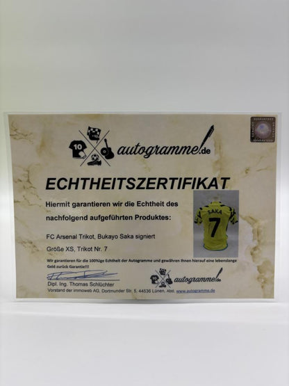 FC Arsenal Trikot Bukayo Saka signed Adidas Coa Football XS