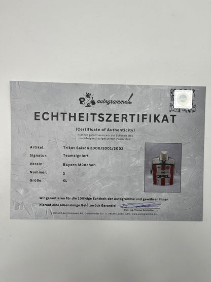 Bayern Munich jersey 2000/2001/2002, team signed, autographed, Adidas, XL