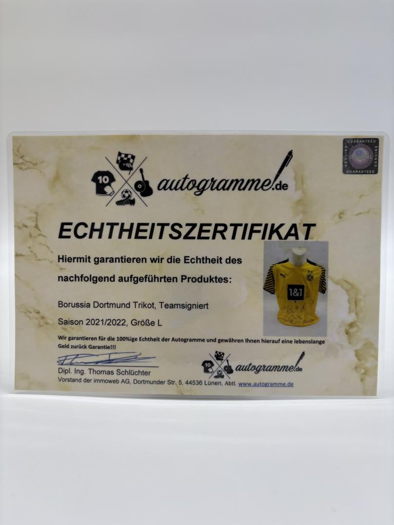 BVB Trikot 2021/2022 Teamsigniert Borussia Dortmund COA Neu Puma L