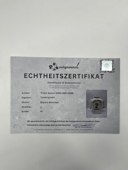 Bayern Munich jersey 1996/1997/1998, team signed, autographed, Adidas, XL