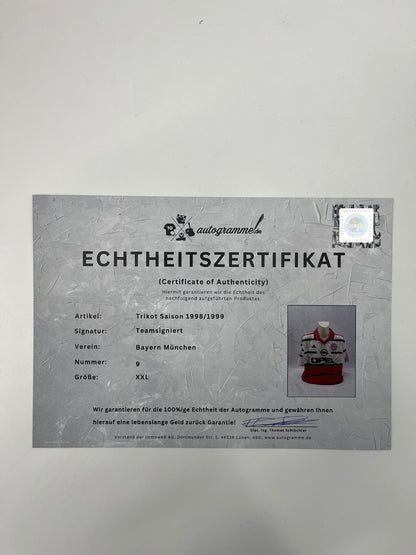 Bayern Munich jersey 1998/1997, team signed, autographed, Adidas XXL