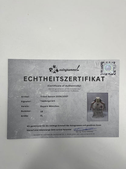 Bayern Munich jersey 2006/2007, team signed, autographed, Adidas COA XL