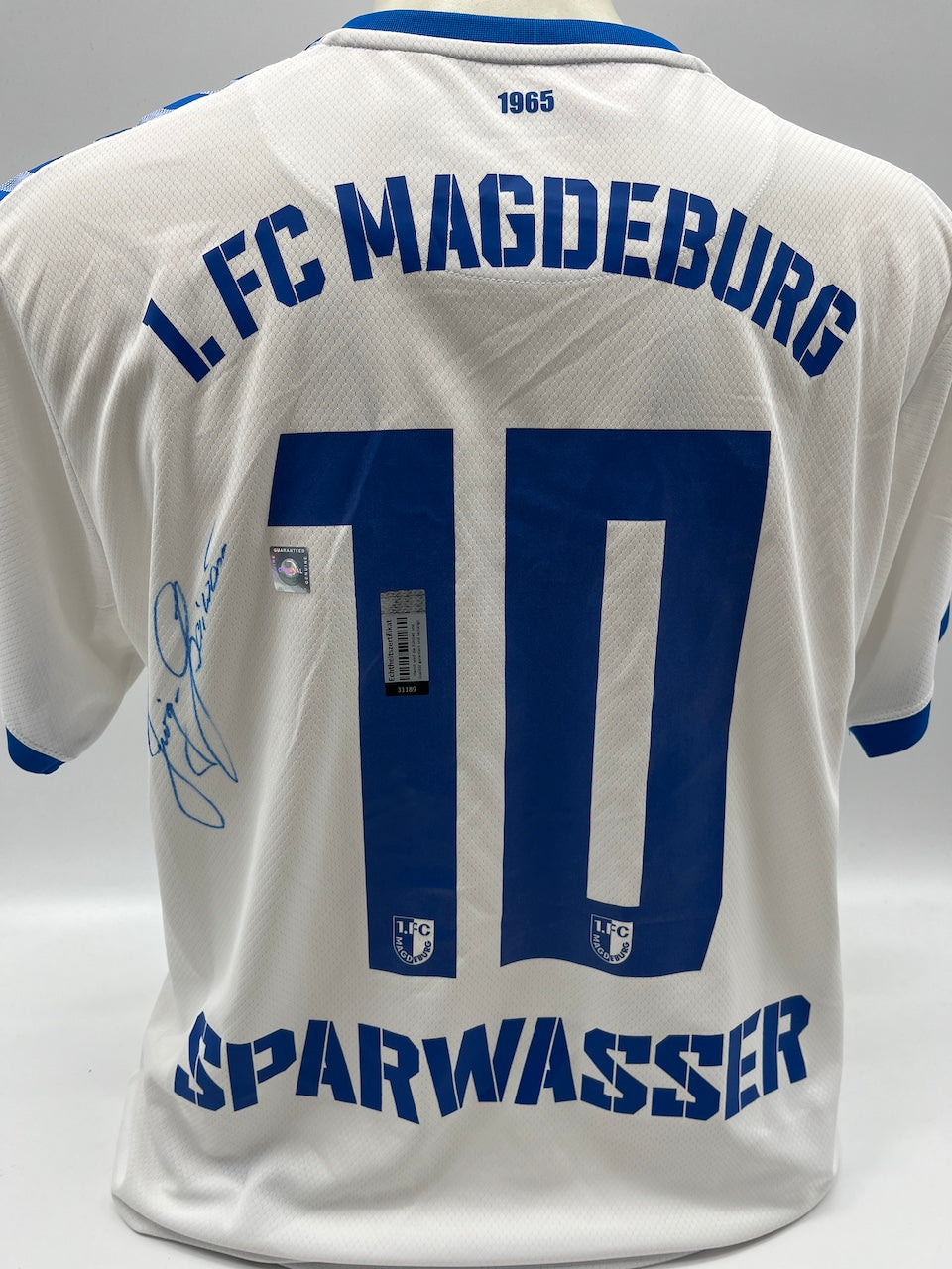 FC Magdeburg jersey signed by Jürgen Sparwasser, Hummel XL