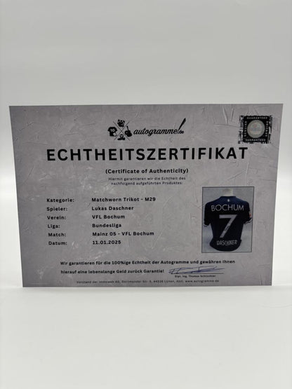 Matchworn VfL Bochum Worn & Signed by Lukas Daschner Mainz-Bochum