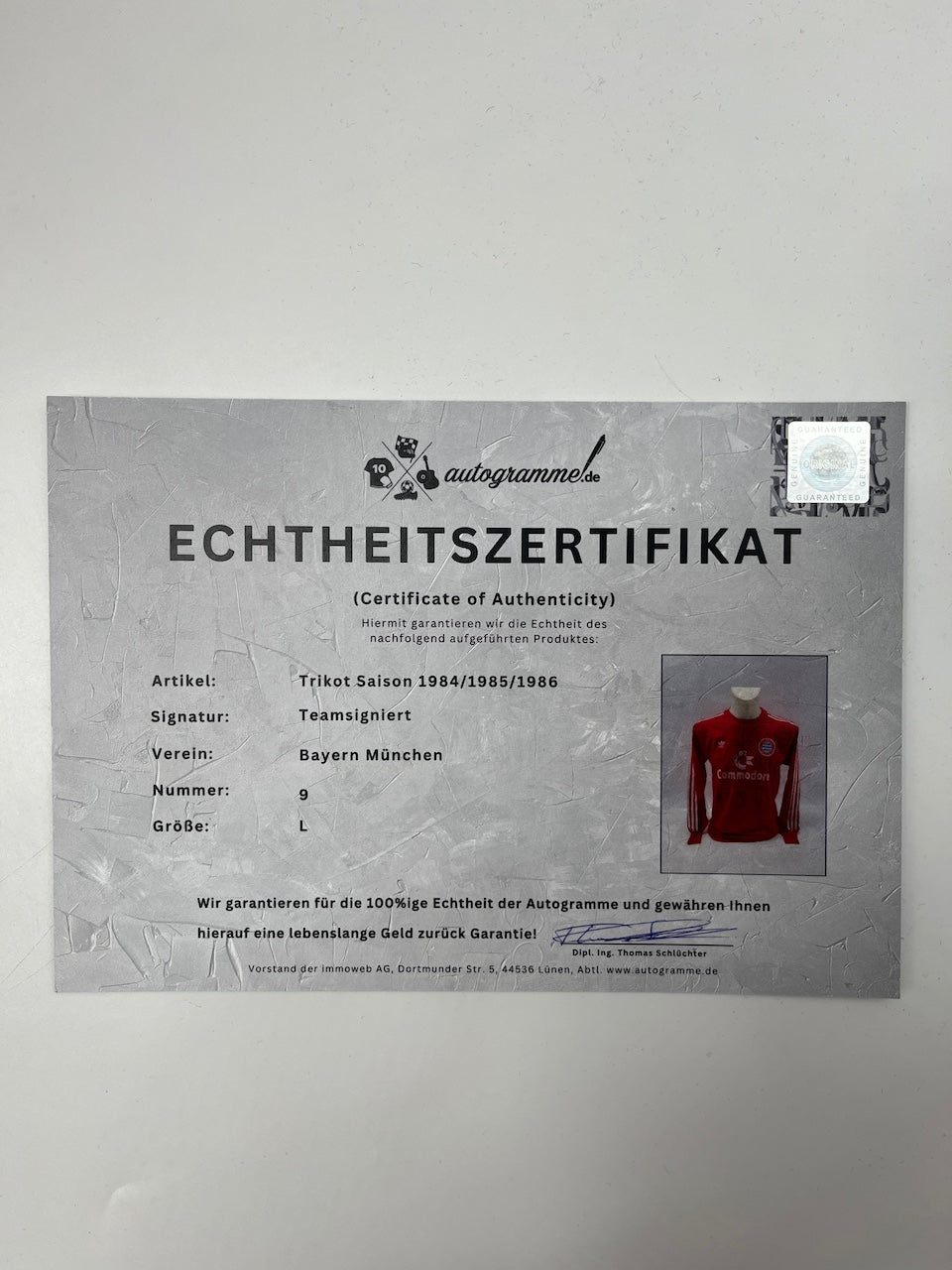 Bayern München Trikot 1984/1985/1986 Teamsigniert Autogramm Adidas neu L