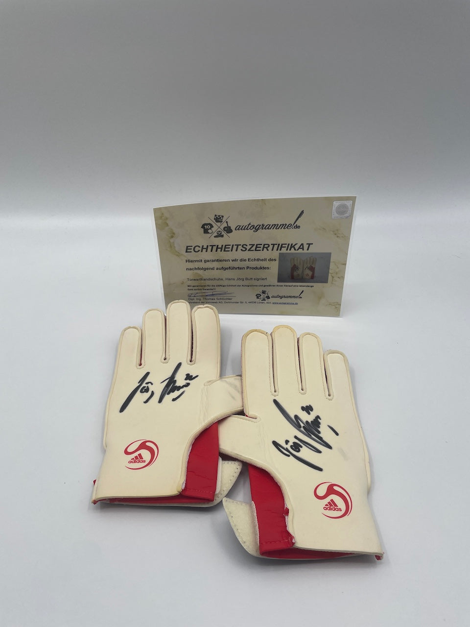 Goalkeeper gloves Hans Jörg Butt signed autograph Adidas New