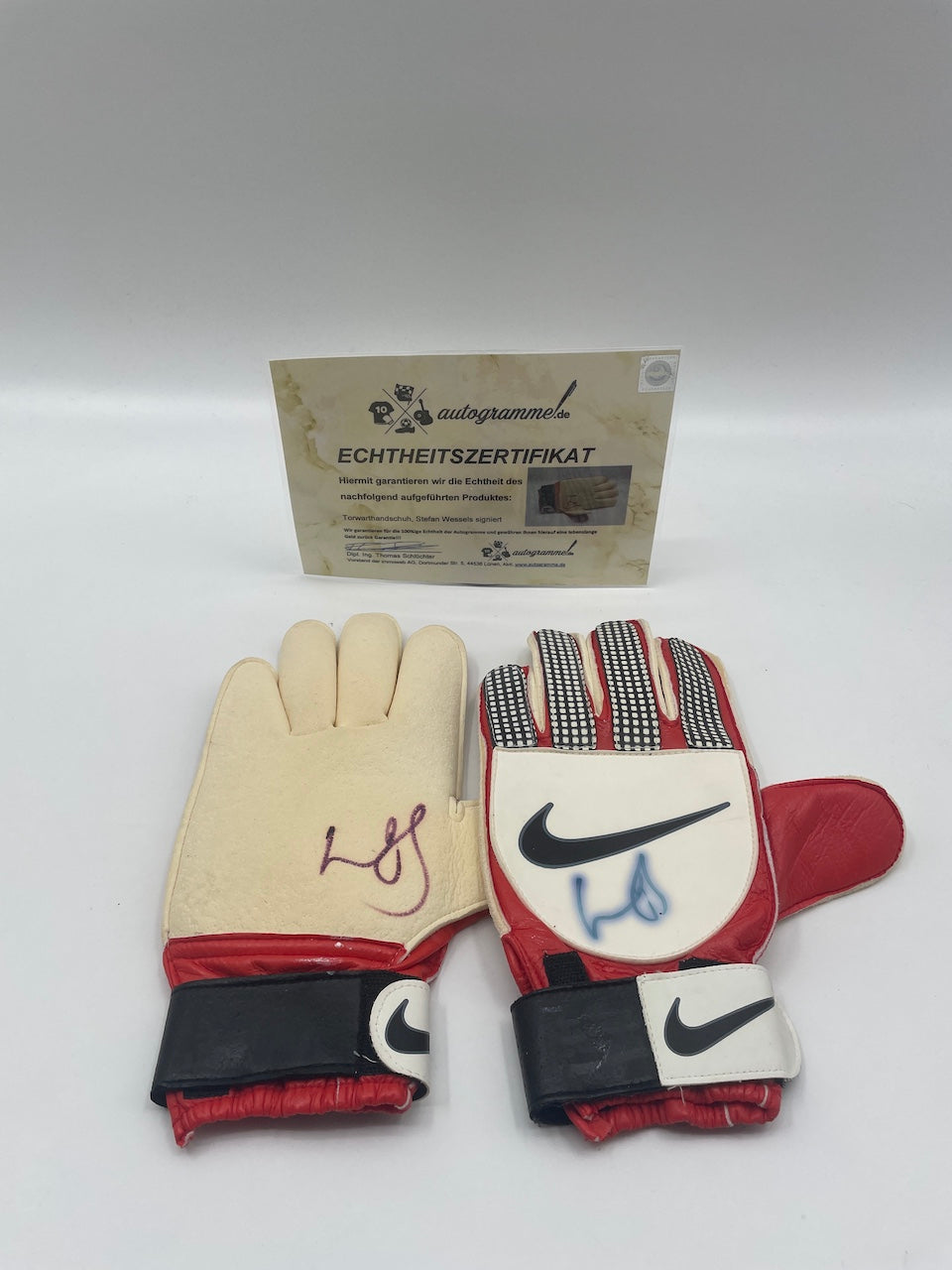 Goalkeeper gloves Stefan Wessels signed autograph Nike New