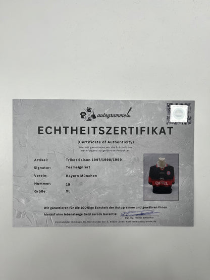 Bayern Munich jersey 1997/1998/1999, team signed, autographed, Adidas XL