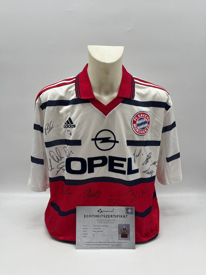 Bayern Munich jersey 1998/1999, team signed, autographed, Adidas XL
