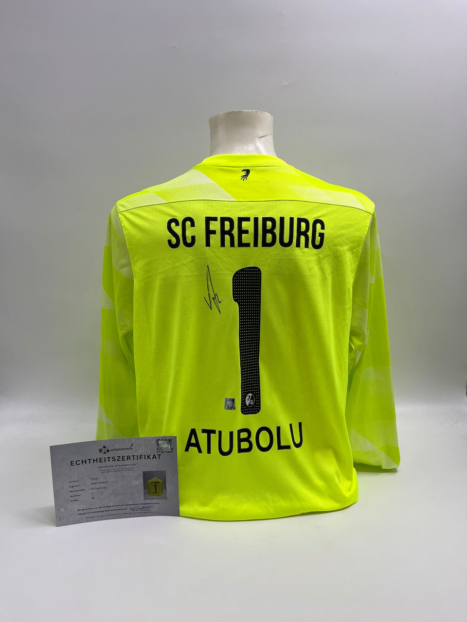 SC Freiburg goalkeeper jersey signed by Noah Atubolu, Nike XL