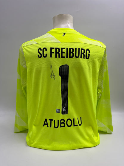 SC Freiburg goalkeeper jersey signed by Noah Atubolu, Nike XL