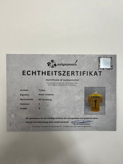 SC Freiburg goalkeeper jersey signed by Noah Atubolu, autographed by Nike S