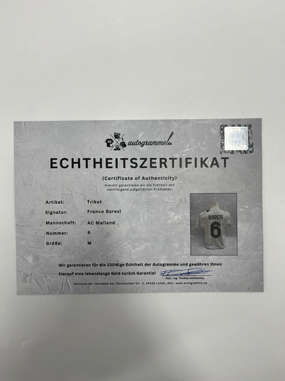 AC Milan Authentic Jersey Franco Baresi Signed Autograph Puma COA M