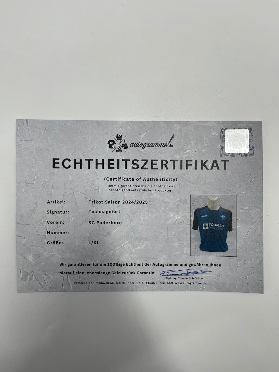 SC Paderborn Jersey 2024/2025 Team Signed Autograph Saller COA L/XL