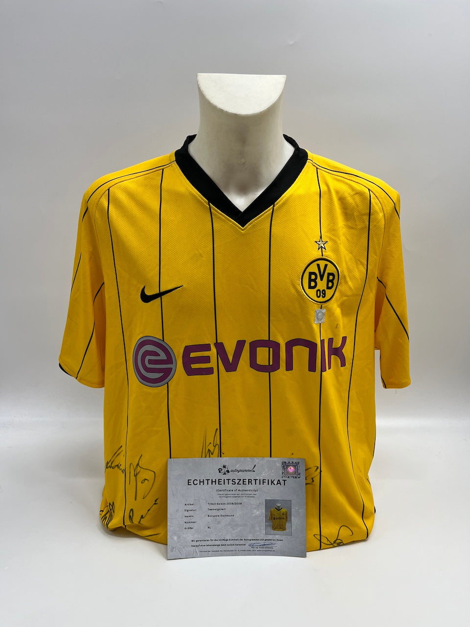 BVB jersey 2008/2009 team signed Borussia Dortmund COA Nike XL