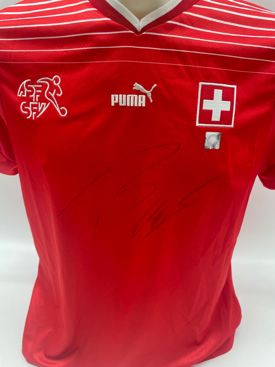Switzerland jersey tranquillo barneta signed puma autograph hand signed l