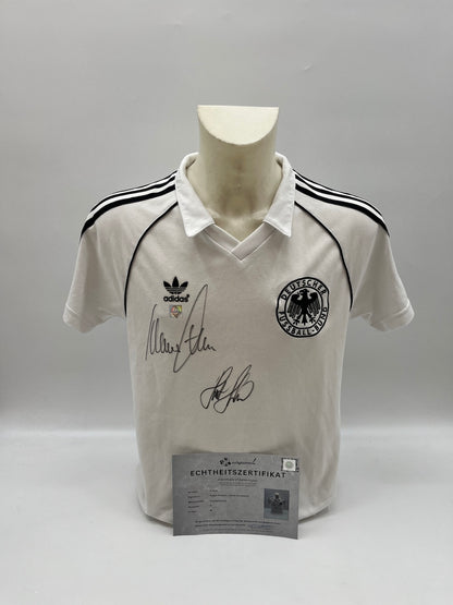 Camiseta DFB Repro Klaus Fischer y Horst Hrubesch firmaron Adidas COA M