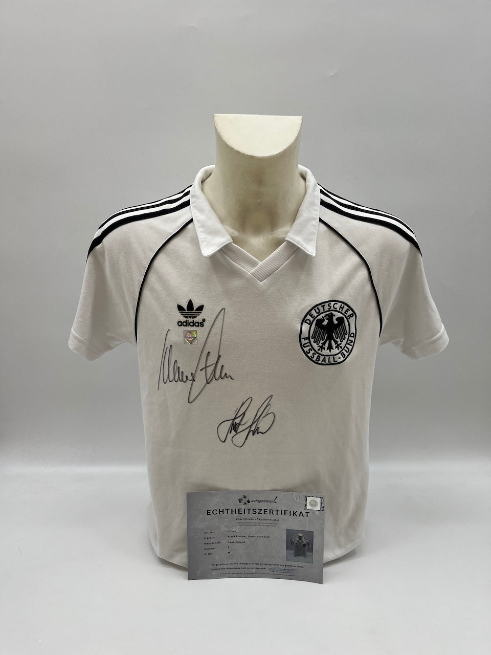 Camiseta DFB Repro Klaus Fischer y Horst Hrubesch firmaron Adidas COA M