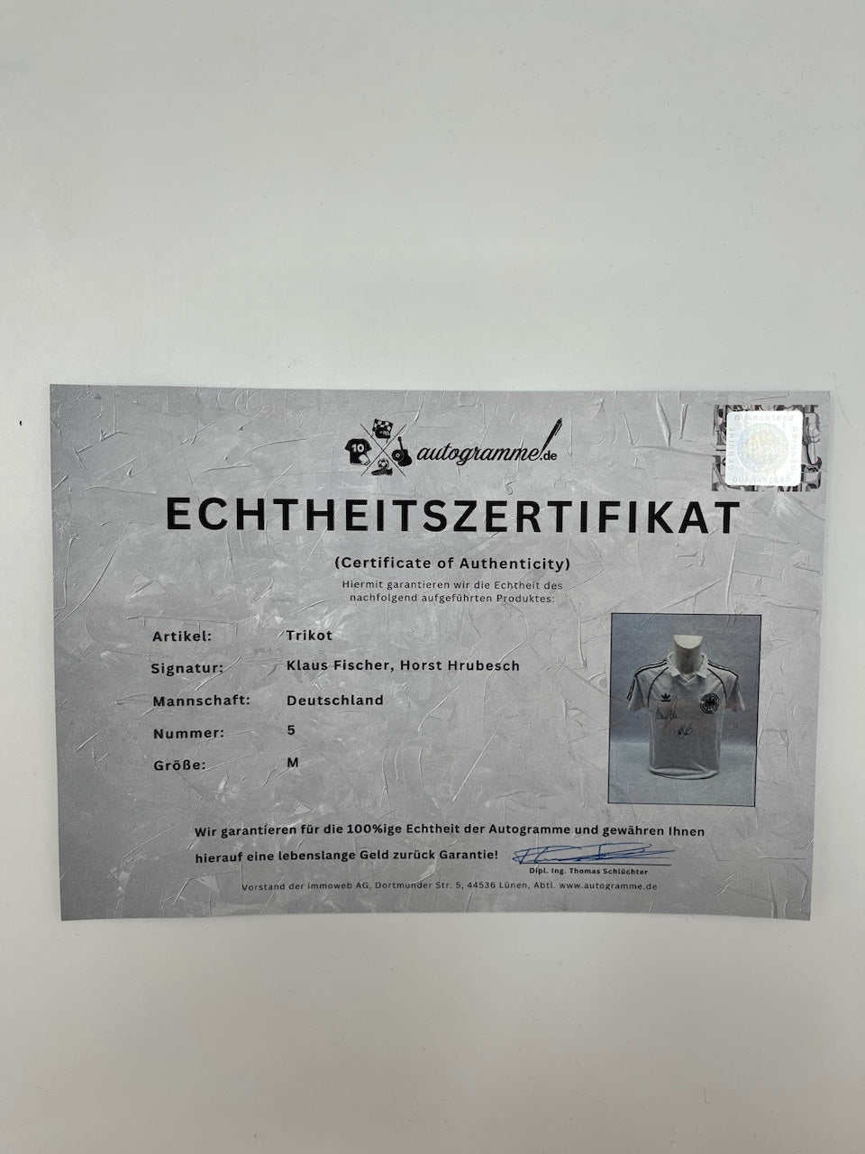 Camiseta DFB Repro Klaus Fischer y Horst Hrubesch firmaron Adidas COA M