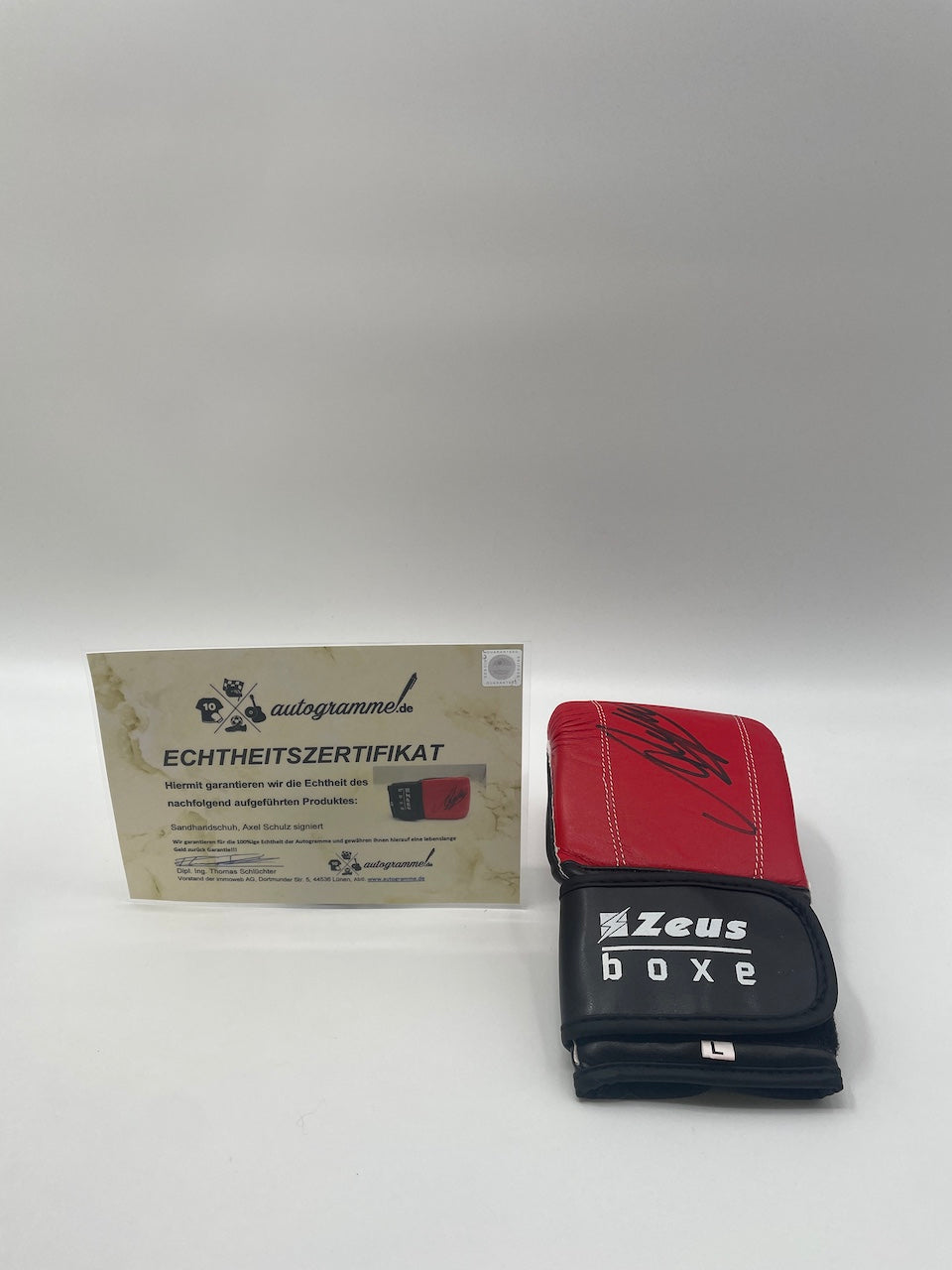 Sandbag glove axel Schulz signed autograph signature boxes new