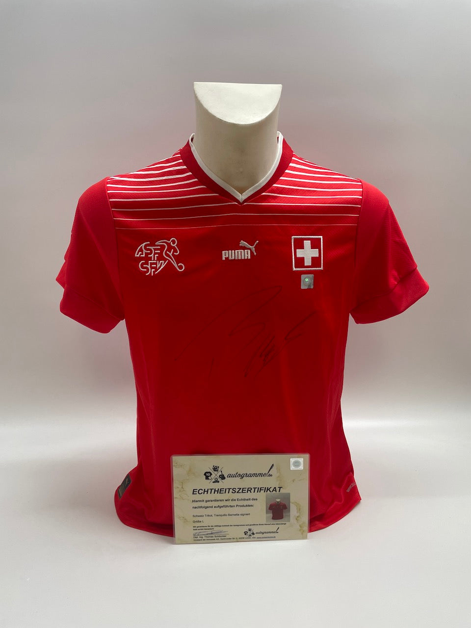 Switzerland jersey Tranquillo Barnetta signed Puma autograph handsigned L