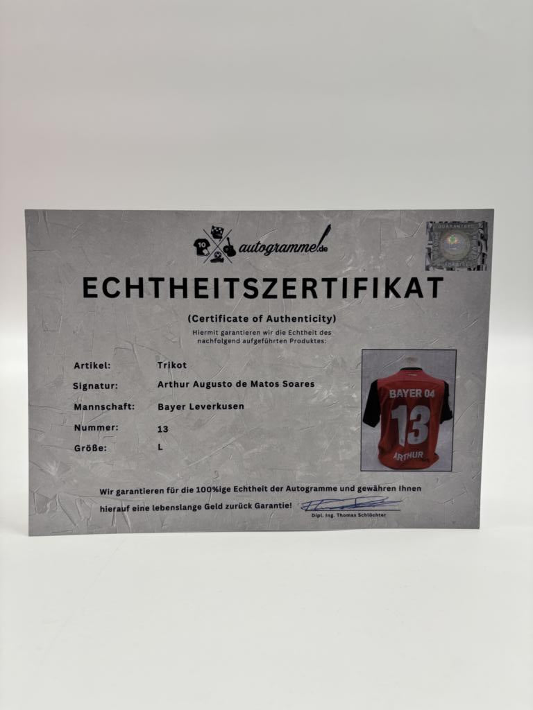 Bayer Leverkusen Trikot Arthur signiert Autogramm Bundesliga L COA