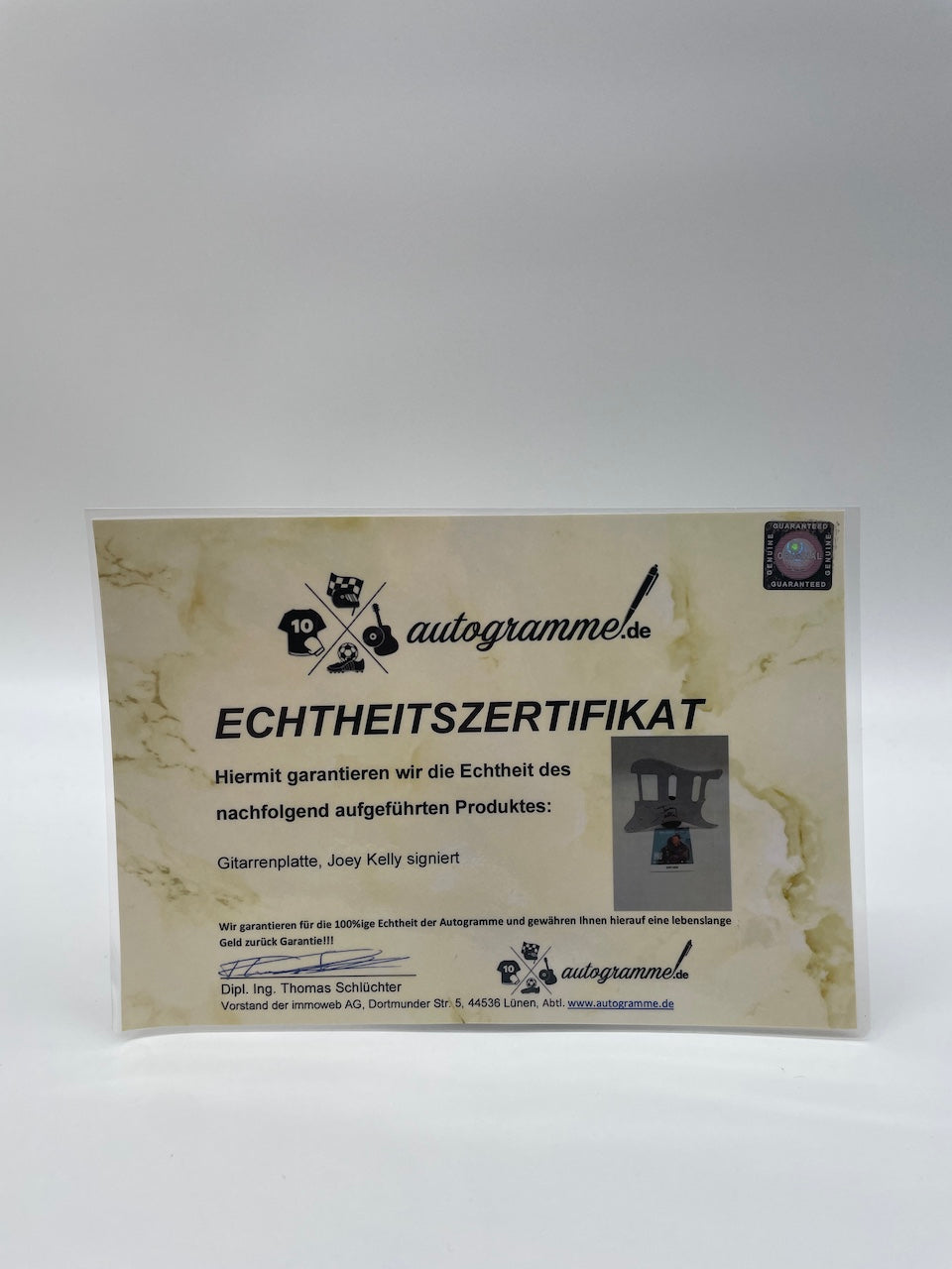 Guitar plate joey Kelly signed autograph music collect new guitar