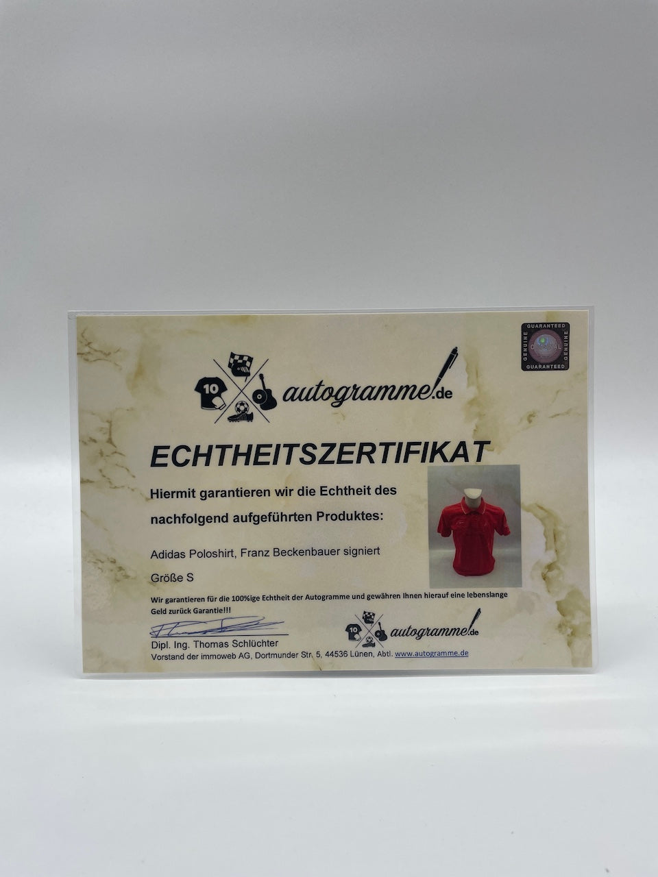 Adidas Poloshirt Franz Beckenbauer signiert Autogramm Neu S