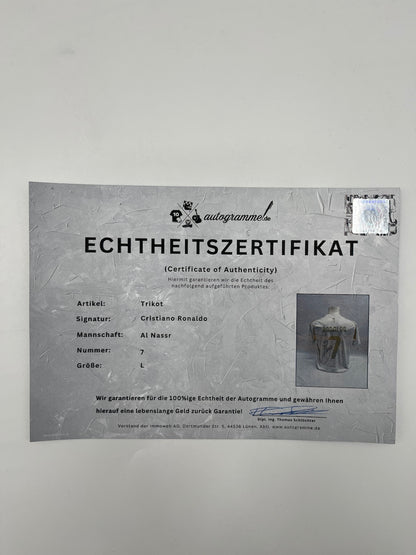 Al Nassr FC Trikot Cristiano Ronaldo signiert Autogramm Fußball weiß L
