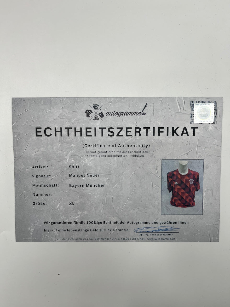 Bayern München Shirt Manuel Neuer signiert Autogramm Adidas XL