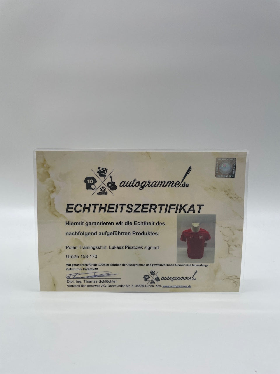 Poland training shirt lukasz piszczek signed autograph Nike new COA 158-170