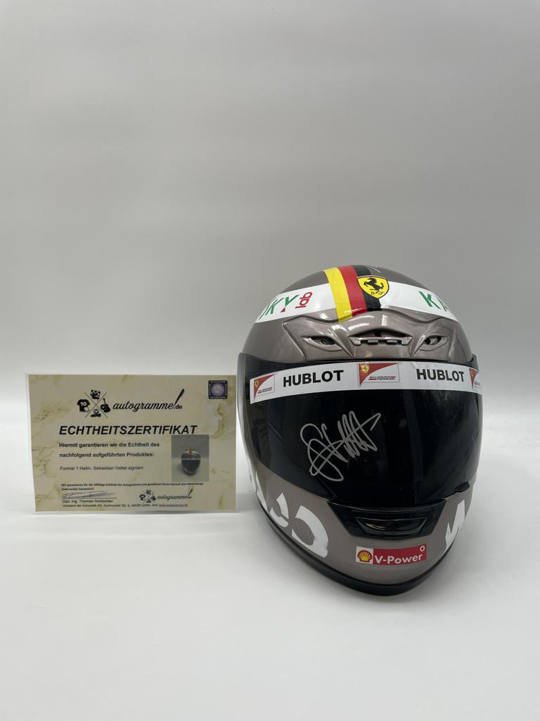 Sebastian Vettel Formel 1 Helm signiert Autogramm Echtheitszertifikat COA 1:1