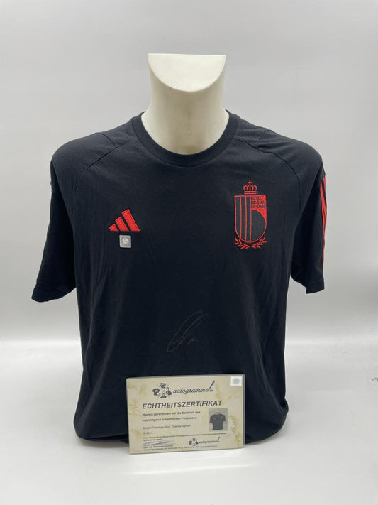 Belgium training shirt Lois Openda signed Adidas COA autograph L