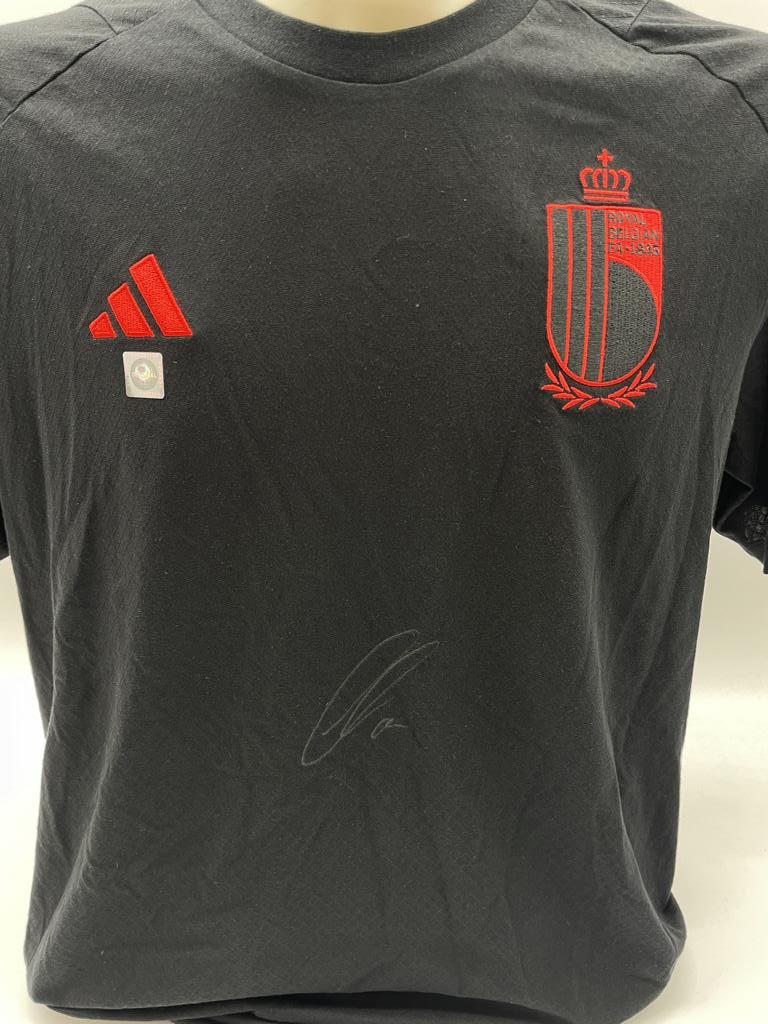 Belgium training shirt Lois Openda signed Adidas COA autograph L