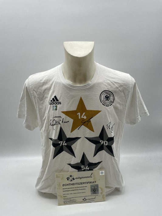 DFB Shirt Völler, Götze and Breitner signed Adidas COA Autograph M/L