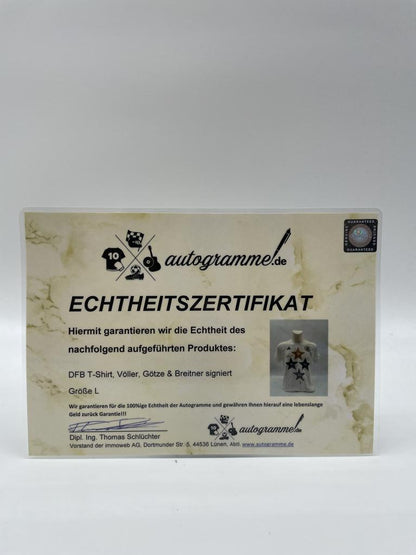 DFB Shirt Völler, Götze and Breitner signed Adidas Coa Autogram M/L