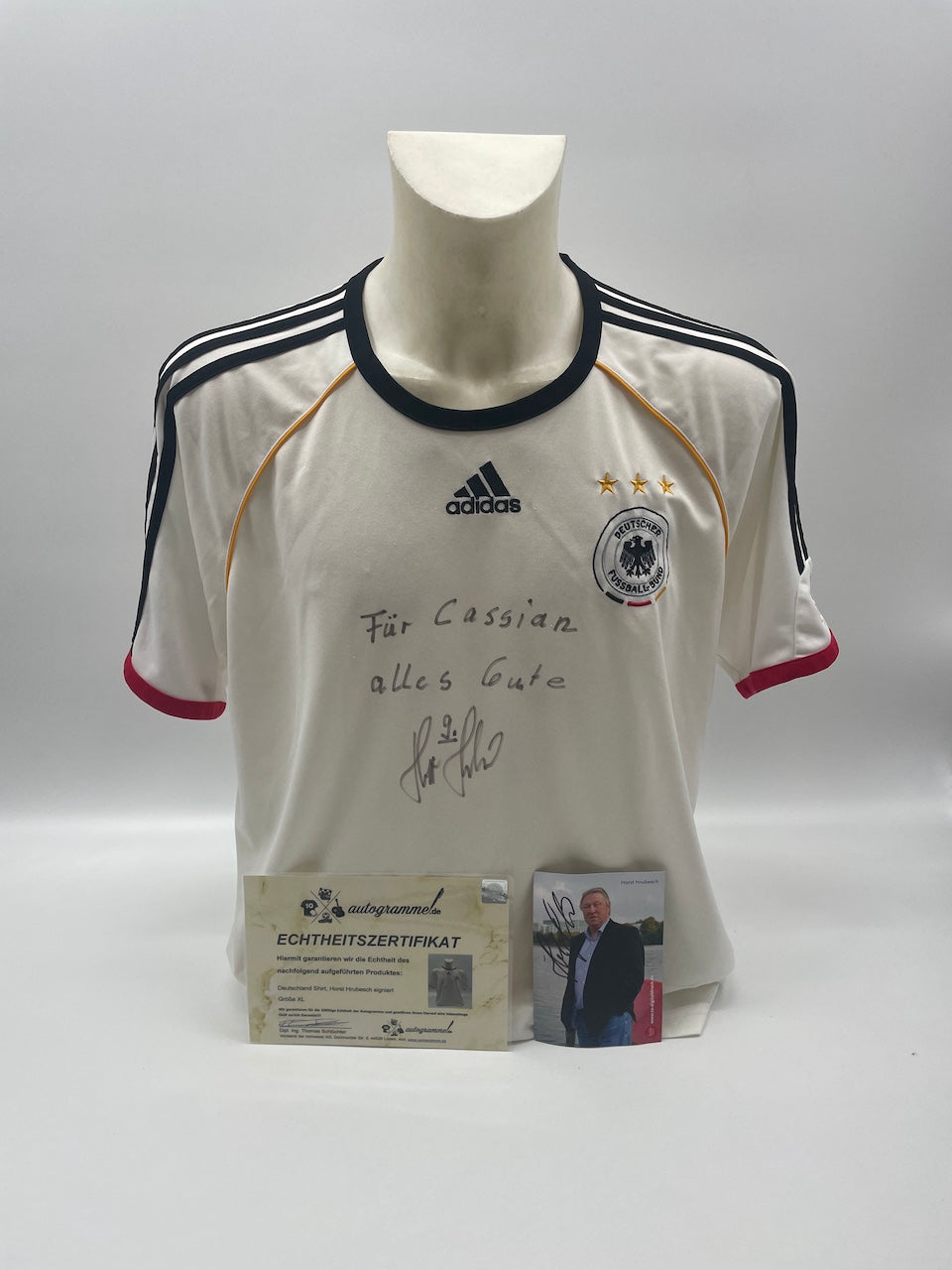 DFB Shirt Horst Hrubesch signed Adidas COA Germany DFB Autograph XL