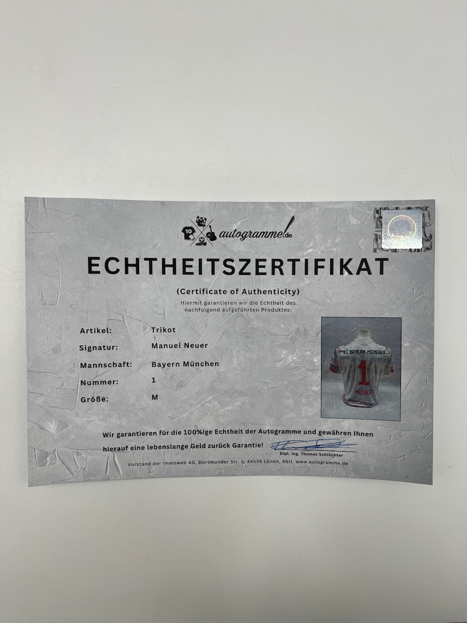 Bayern München Trikot Manuel Neuer signiert Autogramm Adidas COA M