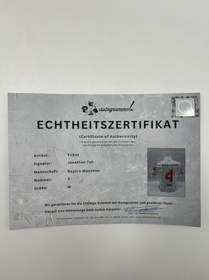 Bayern München Trikot Jonathan Tah signiert Autogramm Adidas COA M